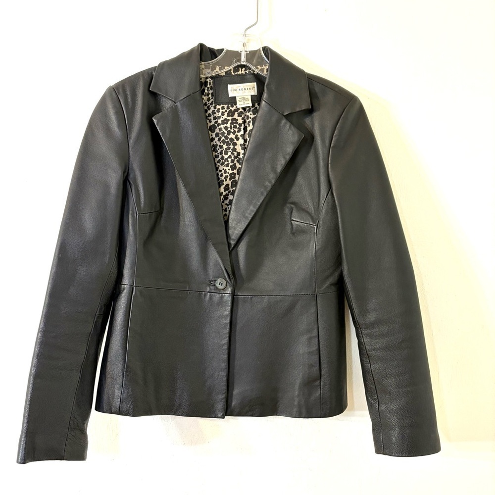 Vintage 90s Y2K Leather Jacket goth Whimsigoth minimalist grunge emo punk S - Picture 14 of 16